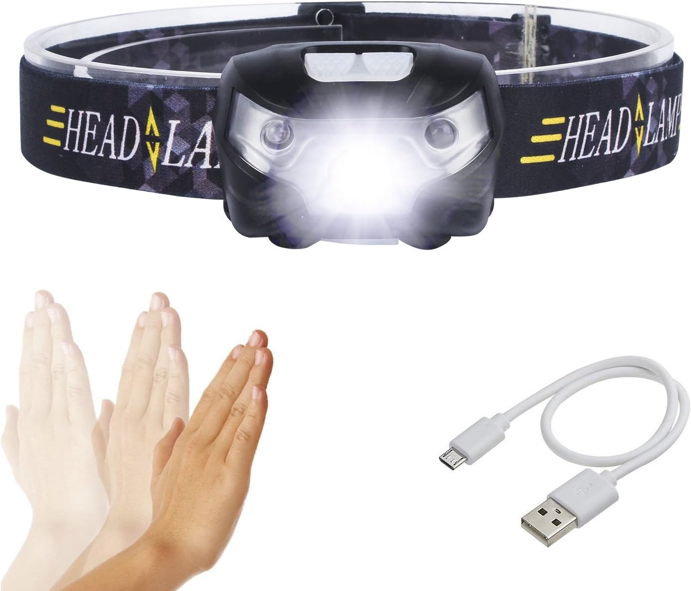 LED Headlamp,SUNINESS Super Bright 8000 Lumens Rechargable Waterproof Headlamp Flashlight with 3 Cree LEDs and 4 Modes for Outdoor Hiking Camping Hunting Fishing Cycling Running