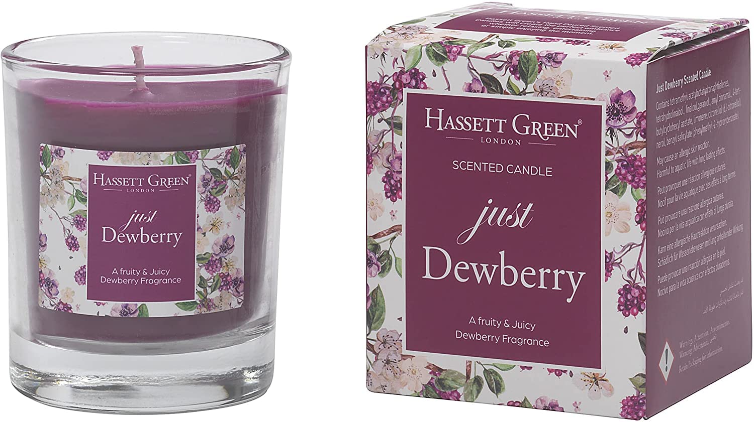 Hassett Green London - Just Dewberry Scented Candle in a Glass Tumbler, 150g Boxed