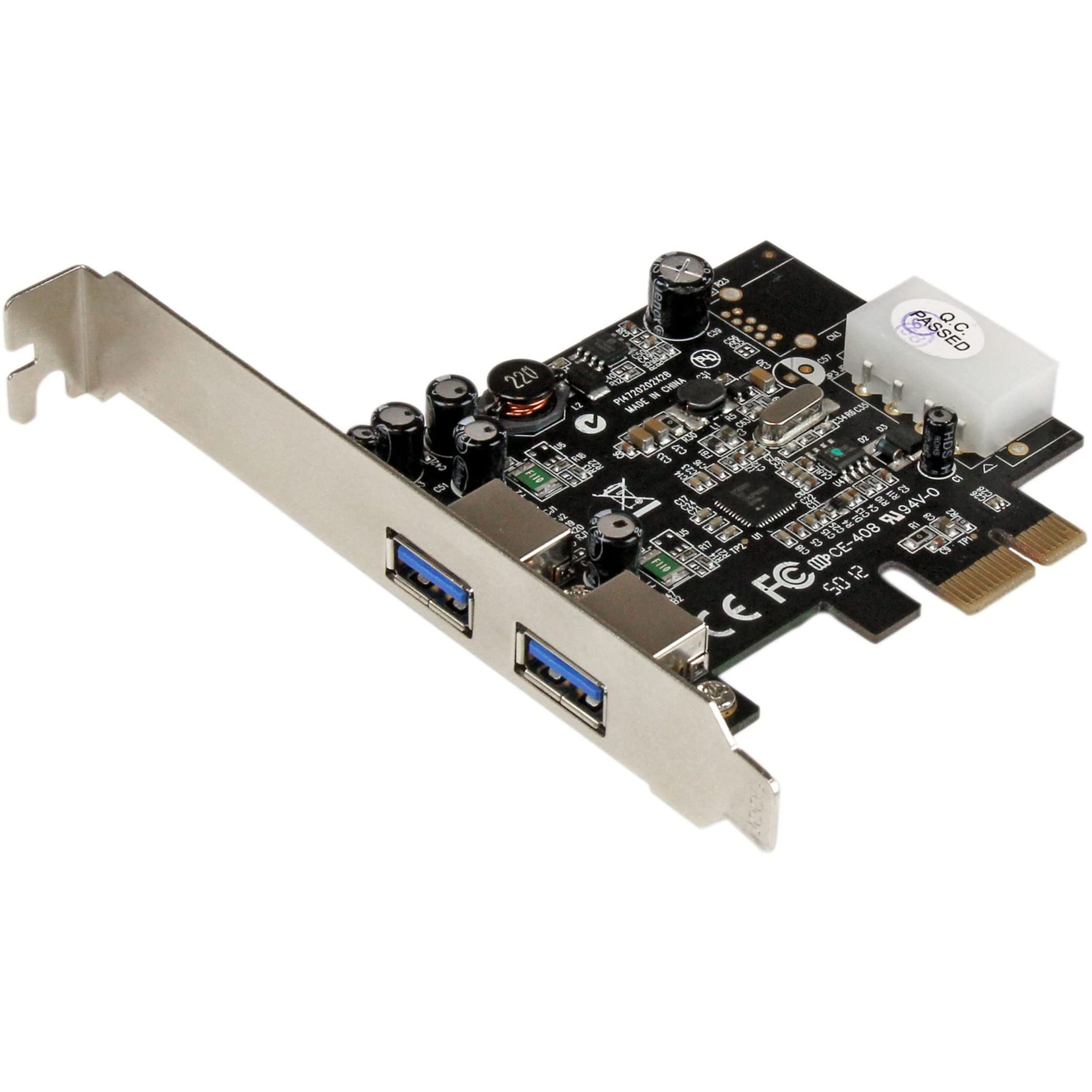 StarTech.com PEXUSB3S25 2 Port PCI Express (PCIe) SuperSpeed USB 3.0 Card Adapter with UASP, LP4 Power, Dual Port USB 3 PCIe Controller