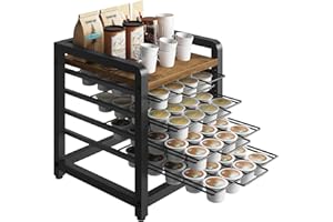YATINEY Coffee Pod Holder for K Cup, 4-Tier Coffee Pod Organizer, Small Desktop Storage Rack for 80 Pods, Space Saving, for H