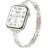 Adorve Slim Gold Bands Compatible with Apple Watch Bands for Women 38mm 40mm 41mm 42mm 44mm 45mm 46mm, Cute Dressy Thin Bracelet Stainless Steel Metal Strap for iWatch Bands Series 11 10 9 8 7 6 5 4 3 SE