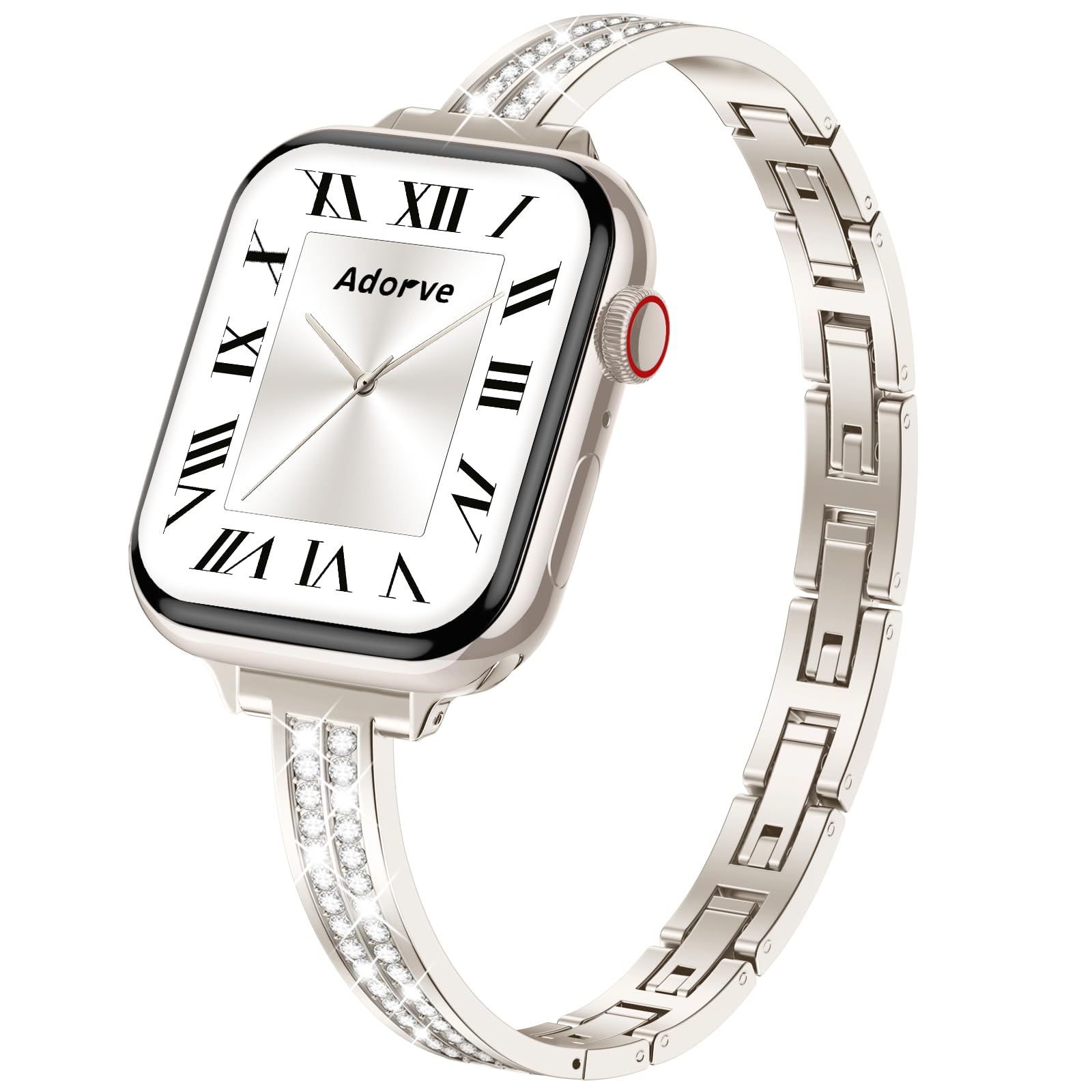 Adorve Slim Gold Bands Compatible with Apple Watch Bands for Women 38mm 40mm 41mm 42mm 44mm 45mm 46mm, Cute Dressy Thin Bracelet Stainless Steel Metal Strap for iWatch Bands Series 11 10 9 8 7 6 5 4 3 SE