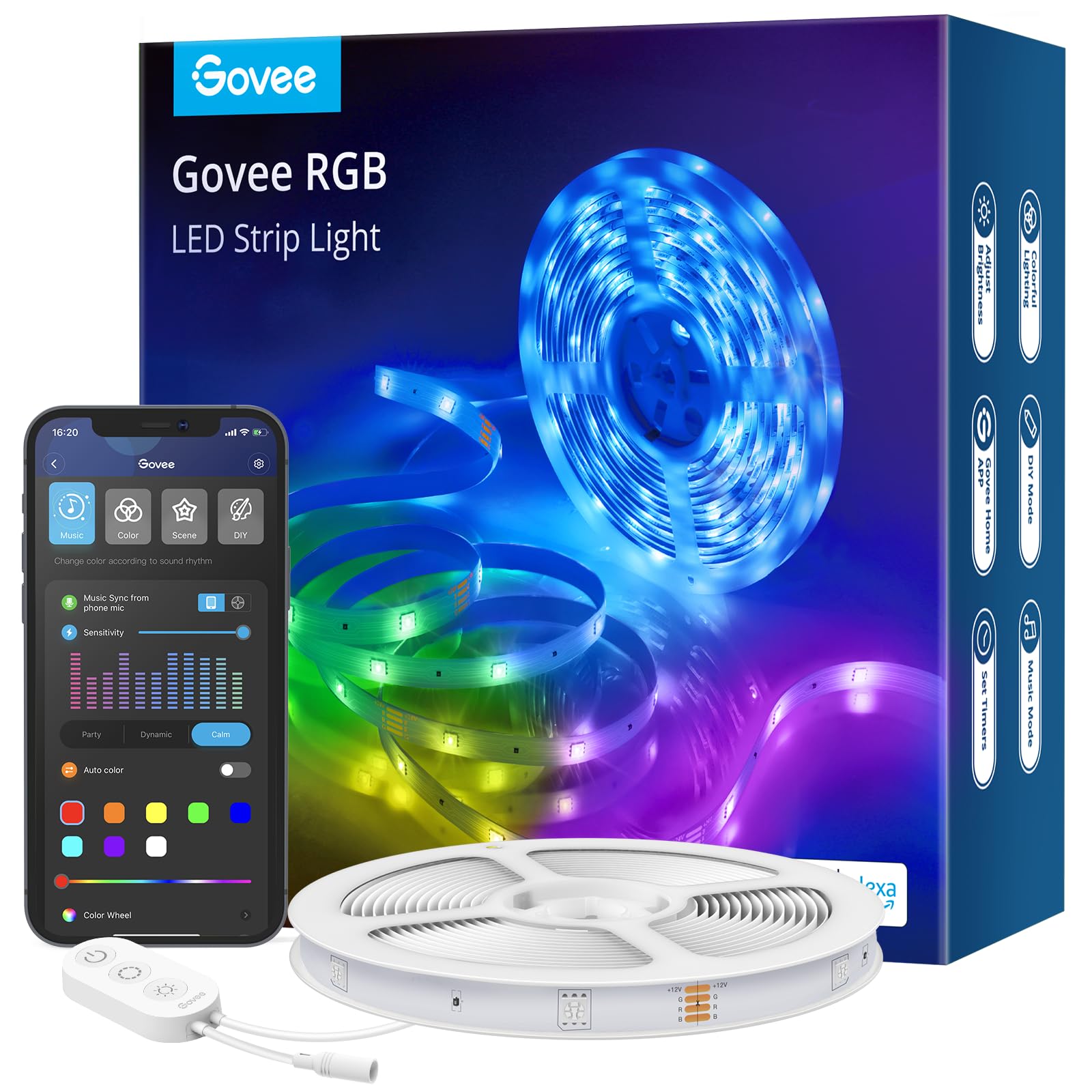 Govee Smart LED Strip Lights, 16.4ft WiFi LED Strip Lighting Work with