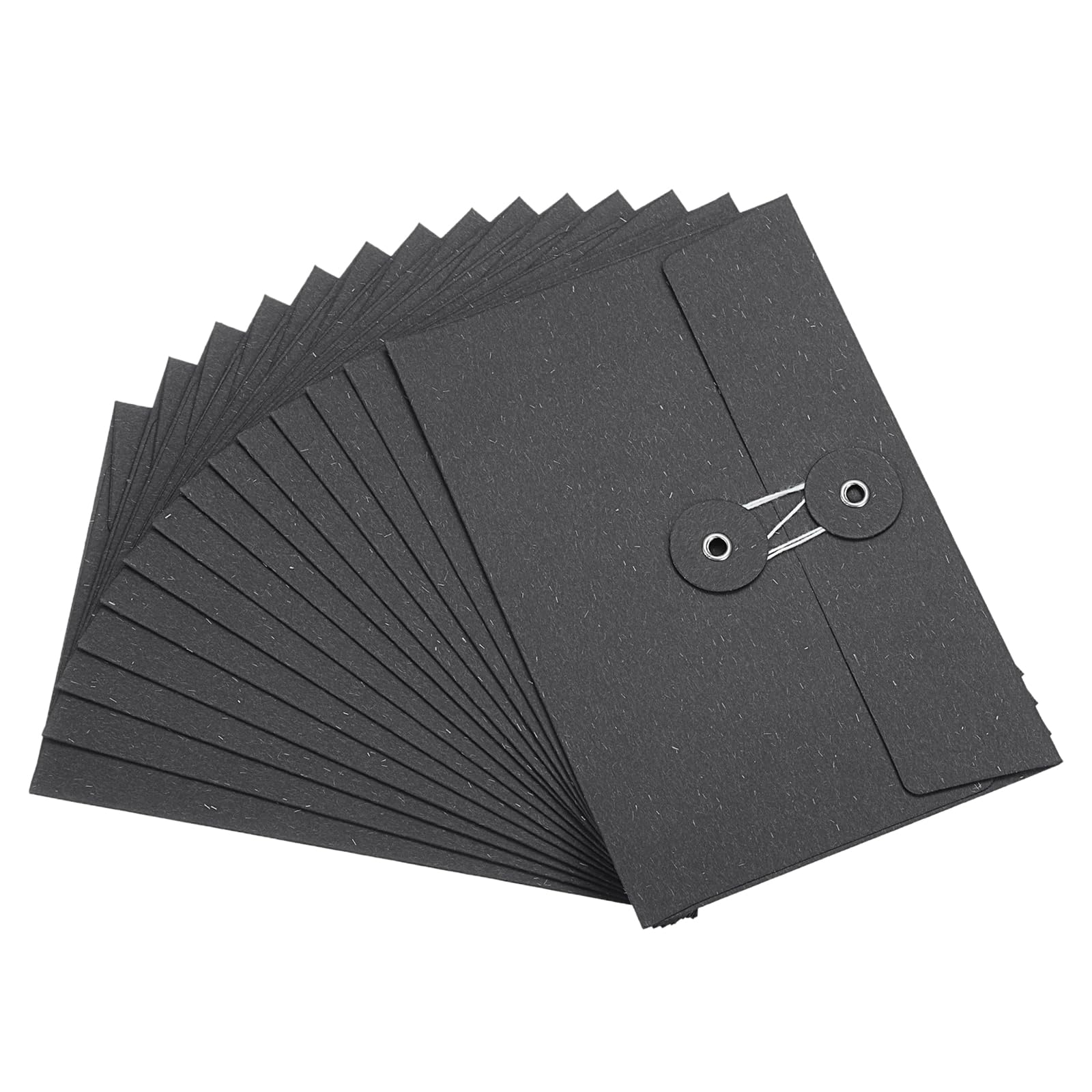 PATIKIL 4.5x6.7 Gift Card Envelopes with String Tie Closure, 15 Pcs Christmas Card Holders Greeting Business Card Envelope for Thanksgiving Day Halloween Birthdays Weddings, Black