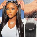 Mnador 5x5 SKINLIKE Real HD Lace Closure Straight Human Hair 0.095mm Ultra-thin hd lace Closure with Tiny knots Brazilian Virgin Human Hair Free Part Closure pre plucked with Natural Hairline, 20inch