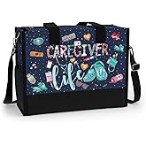 Large Tote Bag for Women. Gift for Nurse. Waterproof Bag with Pockets and Zipper for Travel, Work, Grocery.