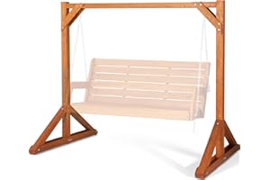 SUNCREAT Heavy Duty Wooden Swing Frame for Adults Kids, Stable Frame Porch Swing Bench Stand for Outdoor, Backyard, 800 lbs Capacity, Brown