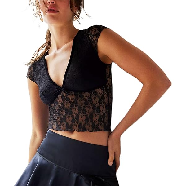 sheer floral lace top