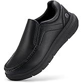 FitVille Wide Slip on Shoes for Men Black Dress Shoes Leather Loafers Business Casual Shoes, Comfortable Simple Shoes - EasyWalk V1