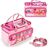 Ottkids Carrying Case Compatible with Toniebox 2/1, Portable Organizer Case for Tonie Figures Characters, Headphones & Accessories, Storage Travel Case with Shoulder Strap and Handle(Pink)