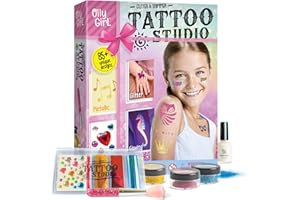 XXTOYS Temporary Shimmery Glitter Tattoo Studio for Kids, Glitter & Shimmer Body Art Fake Tattoos for Girls,Arts & Crafts Gifts for Kids Ages 6-8 8-12, Cool Gifts for Girls