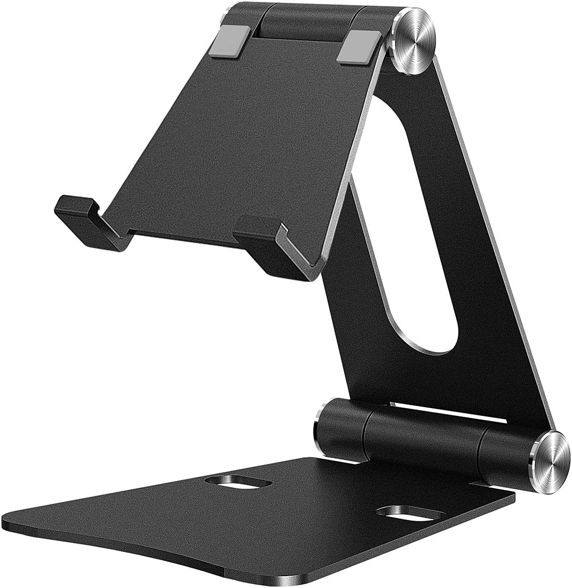 iKsee Cell Phone Stand, Adjustable Phone Stand, Dual Foldable Cell Phone Holder, Cradle, Dock for 4-10" Android Smartphone iPhone X 8 7 6 6s Plus 5 5s 5c iPad Mini, Desk Accessories-Black