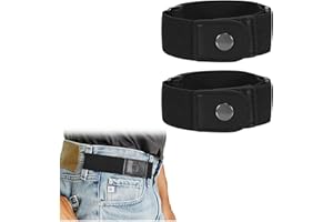WERFORU Men 2 Loop No Buckle Elastic Belt for Women Men side belts, Fit 1.5 Inch Belt Loop