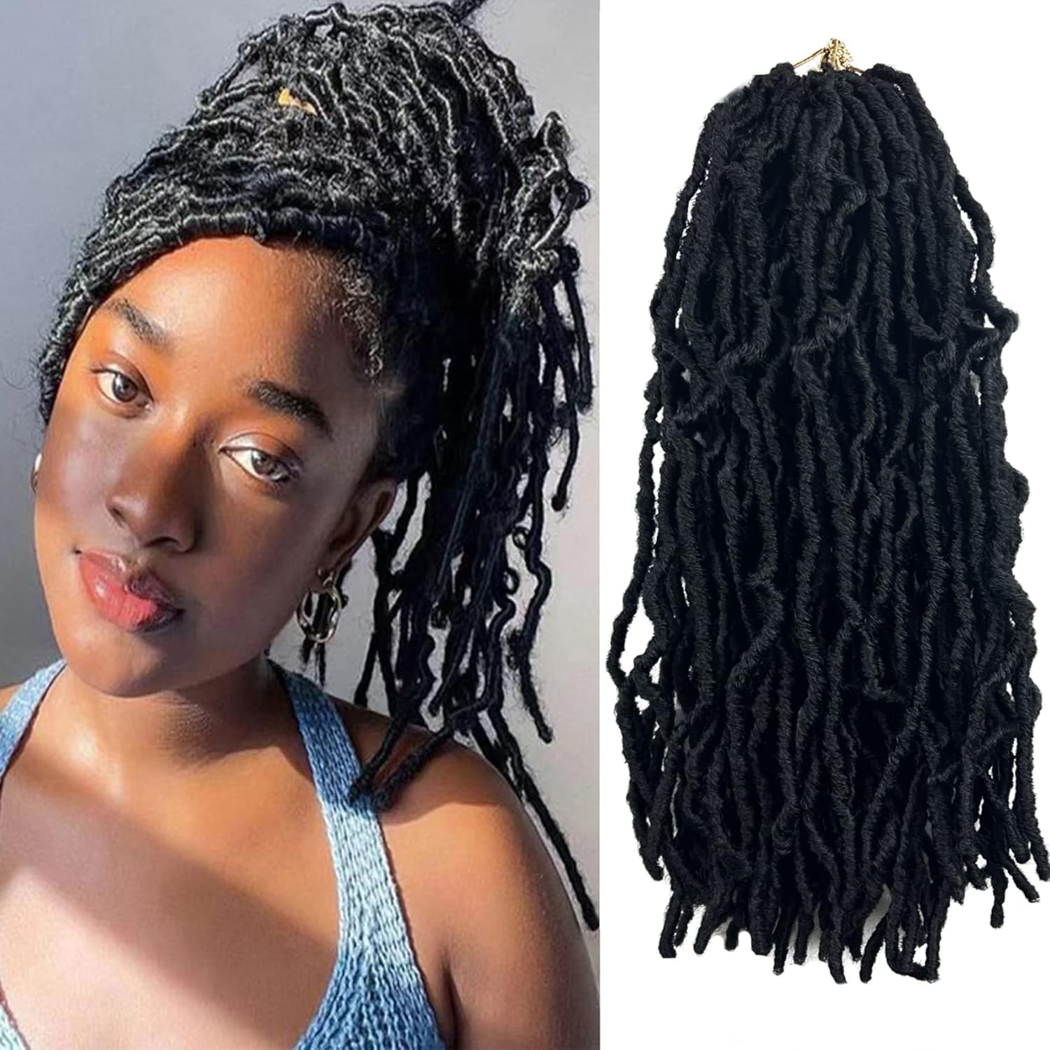 FALEMEI 6 Packs Soft Locs Crochet Hair crochet locs Pre Looped 12 Inch Faux Locs Crochet Braids Goddess Curly Wavy Locs Crochet Loc Hair for Black Women