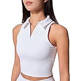 AugIris Womens Golf Shirt Sleeveless Polo Collared Tennis Shirts for Women Athletic Workout Cropped Tank Tops