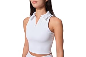 AugIris Womens Golf Shirt Sleeveless Polo Collared Tennis Shirts for Women Athletic Workout Cropped Tank Tops