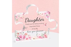 BRIKABIA Gifts for Daughter Mothers Day, Daughter Gifts from Mom - Decorative Acrylic Block Puzzle 3.9x3.3 inch, Mothers Day Gift for Daughters Adult
