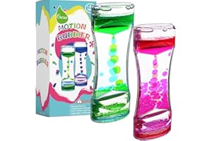 Cucue Liquid Motion Bubbler, Sensory Toys with Floating Droplets, Colorful Liquid Hourglass for Calming & Relaxing,Christmas Stocking Stuffer for Kids, New Model - 6.7x2.6in