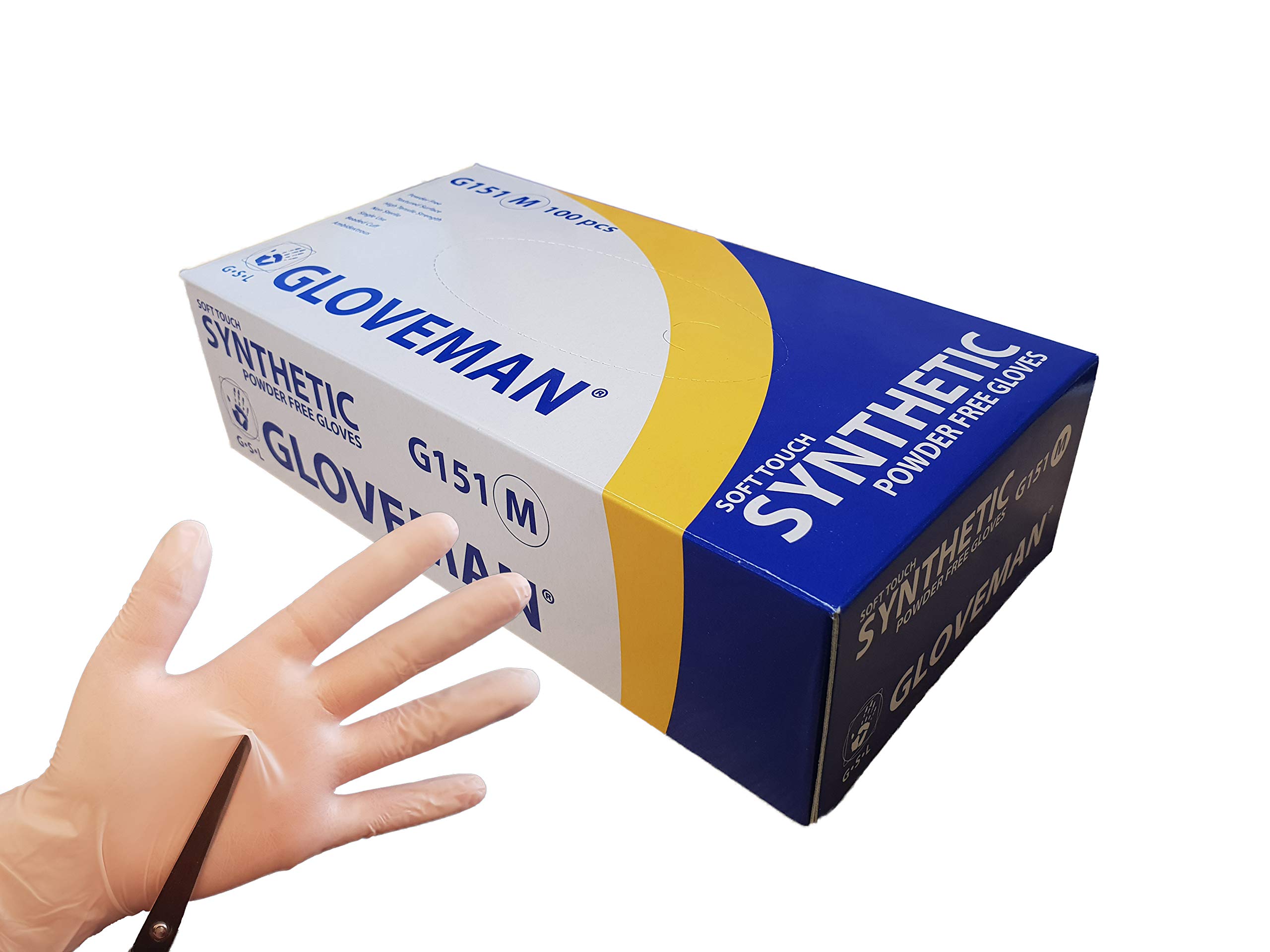 GLOVEMAN Soft Touch Synthetic Powder Free Disposable Gloves (Box of 100) (Medium)