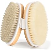 2 Pack Dry Brushing Body Brush, Natural and Soft Bristle Shower Brush for Body Cleaning, Exfoliating Bath Brush for Lymphatic Drainage Improve Circulation, Body Exfoliator Scrubber for Women Men