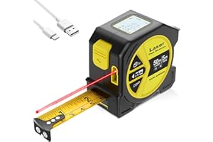 Sousia 2 in 1 Digital Laser Tape Measure - 165FT/50M Laser Measurement Tool Regular Tape Measure Self-Locking Tape Belt Clip Support to Pythagorean Mode, Area, Volume