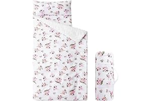 Bunnikins & Clover Toddler Nap Mat with Removable Pillow, Nap Mats for Preschool, Easy Clean Toddler Nap Pad for Kindergarten, Kids Sleeping Bag for Travel Camping