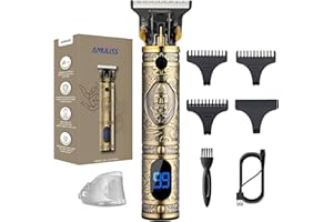 AMULISS Professional Mens Hair Clippers Zero Gapped Cordless Hair Trimmer Professional Haircut & Grooming Kit for Men Rechargeable LED Display