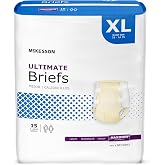 McKesson Ultimate Briefs, XL, Maximum Absorbency, Unisex, 64 in, 60 ct | Disposable, Elastic Leg Gathers and Contoured Fit for Men and Women, Incontinence