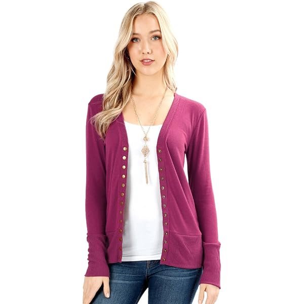 Febriajuce Women's Long Sleeve V-Neck Cardigan – Rib Knit Cropped Sweater, Button Down, Pink XX-Large | Loose Fit Spring/Fall Layer