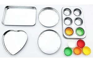 Quadrapoint Super Deluxe Pan Set compatible with Easy Bake Ultimate Oven Includes Cupcake or Muffin, Rectangular, Heart, 2 Round Pans and 60 Cupcake/Muffin Paper Liners THAT WILL FIT UNLIKE OTHERS!!