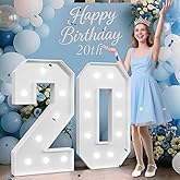 4FT 20 Marquee Numbers, 20 Light up Numbers for Party, 20th Birthday Decorations for Her Him, Big 20 Sign with Light for Anniversary, Birthday Backdrop Decor