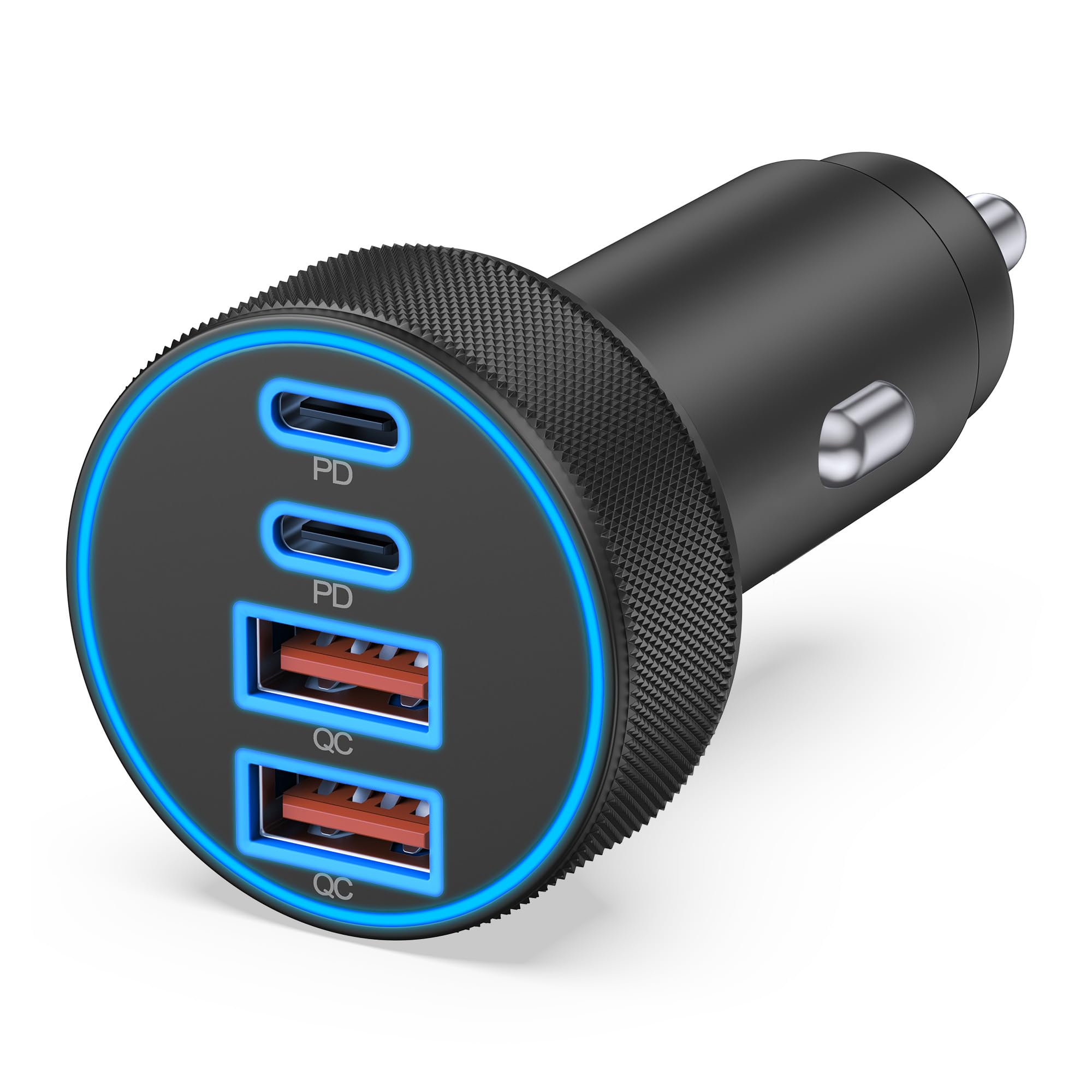 Photo 1 of [4 in 1] USB C Car Charger, 4-Port 90W Super Fast Charging Cigarette Lighter Adapter, Dual 45W USBC & USB-A Multiport Car Phone Charger Accessories for iPhone 17 16 15 14 13 12, iPad, Galaxy, Tablet
