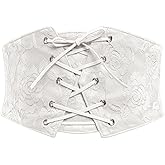 Bbonlinedress Womens Lace-up Corset Waist Belt Elastic Stretch Wide Band Waspie Underbust Cincher Belt