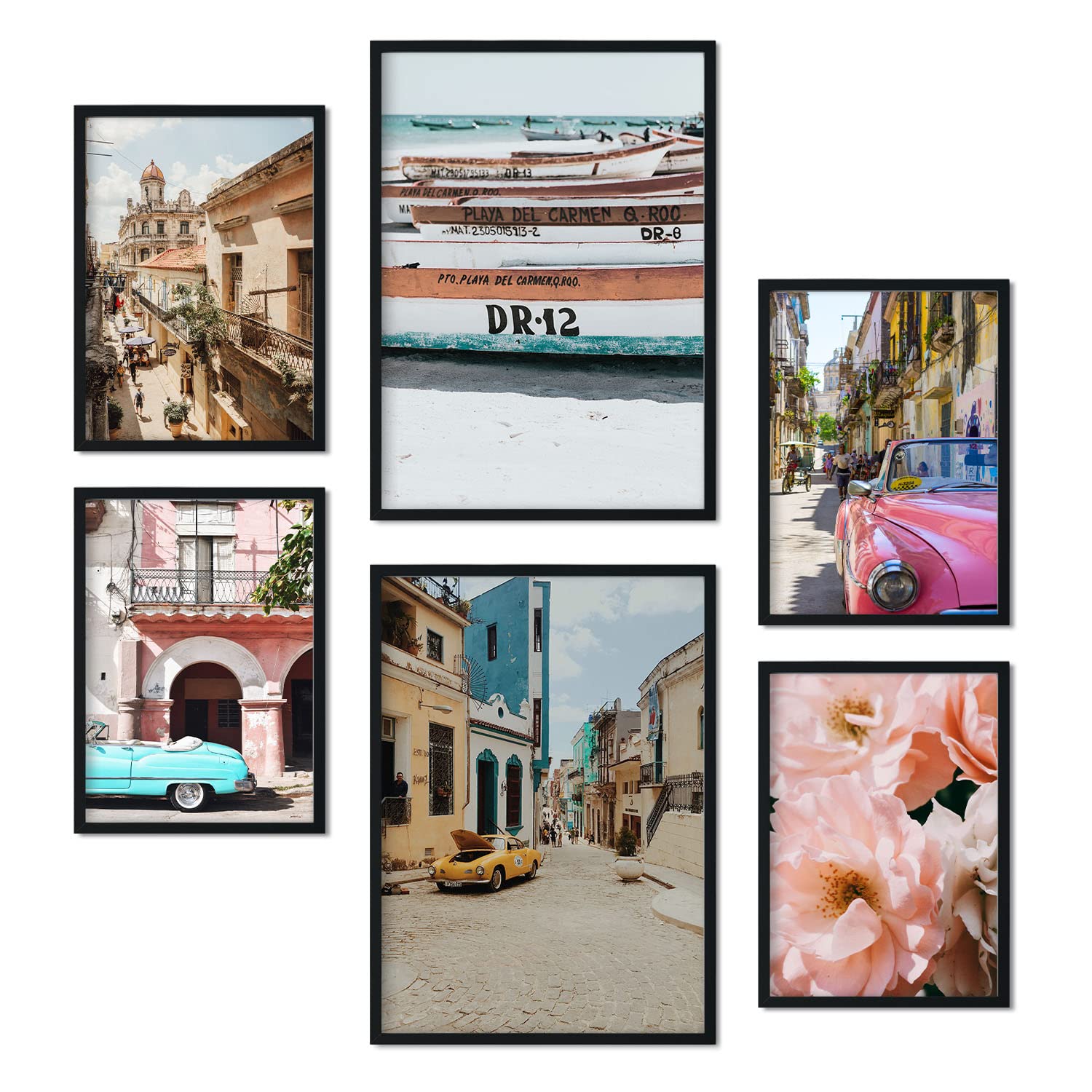 Nacnic - Set of 6 Cuba Pictures - Photography-style Wall Art Print for Interior Decoration - Landscape, beach, Cuban summer - A3 & A4 - Unframed