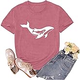 sallrue Whale Shirts for Women Whale Lover Tshirts Ocean Animal Tshirt Sea Life Tee Tops