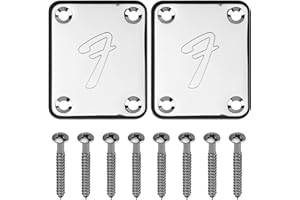 Nextpal 2-Pack Guitar Neck Plate, 4-Bolt Chrome Plated Steel Replacement Plate with Mounting Screws, Parts Repair Replace Guitars NeckPlate Replacement Part (Silver)