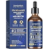 5% Minoxidil for Men Hair Growth with Biotin, 100ML Topical Minoxidil Solution Serum with Rosemary & Caffeine for Hair Regrowth Treatments, Non-Greasy, Helps Prevent Hair Thinning & Hair Loss