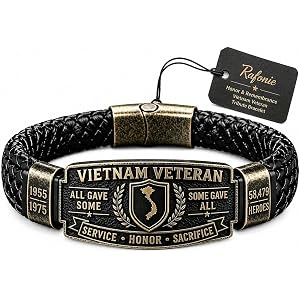rafonie Vietnam Veteran Honor Bracelet Military memorial tribute bracelet gifts for men Hand-Woven Wristband