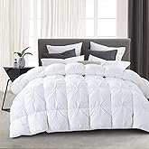 HOMBYS 120x128 Oversized King Feather and Down Comforter, White Pinch Pleat Thick Duvet Insert with 100% Cotton Cover, Oversized Extra Large Fluffy Palatial King Comforter for All Season