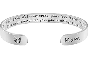 JoycuFF Memorial Gifts for Loss of Mom Dad in Memory of Jewelry Sympathy Bracelet Bereavement Cuff Secret Message Engraved Grief Gifts for Women