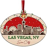 Las Vegas Skyline Ornament, Las Vegas Nevada NV Cityscape Christmas Ornaments for Tree, US Urban Landmark Souvenirs for Travel Enthusiasts & City Lovers Souvenir Keepsake for Travelers