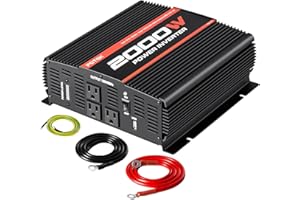 POTEK 2000W Power Inverter 3 AC Outlets 12V DC to 110V AC Car Inverter with 2A USB Port Black