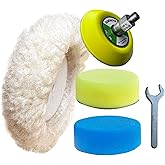 Noyfemr 6 Pcs Buffing Polishing Kit for Milwaukee M12 Polisher/Sander,Includes M9 to 5/16"-24 Adapter, 3" Backing Pad, Sponge and Wool Buffing Pads