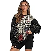 Irisjudy Sweatshirt for Women Crewneck Long Sleeve Shirts, Gothic Witches Crew Neck Sweatshirt with Pockets Fashion Outfits