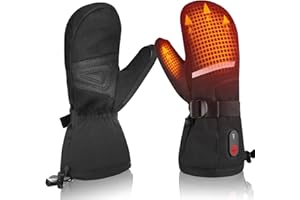 DINSVTA Heated Gloves, Unisex Winter Ski Gloves, Rechargeable Electric Heating Mittens Gloves for Skiing Snowboarding Snow Hiking Hunting Winter Outdoor