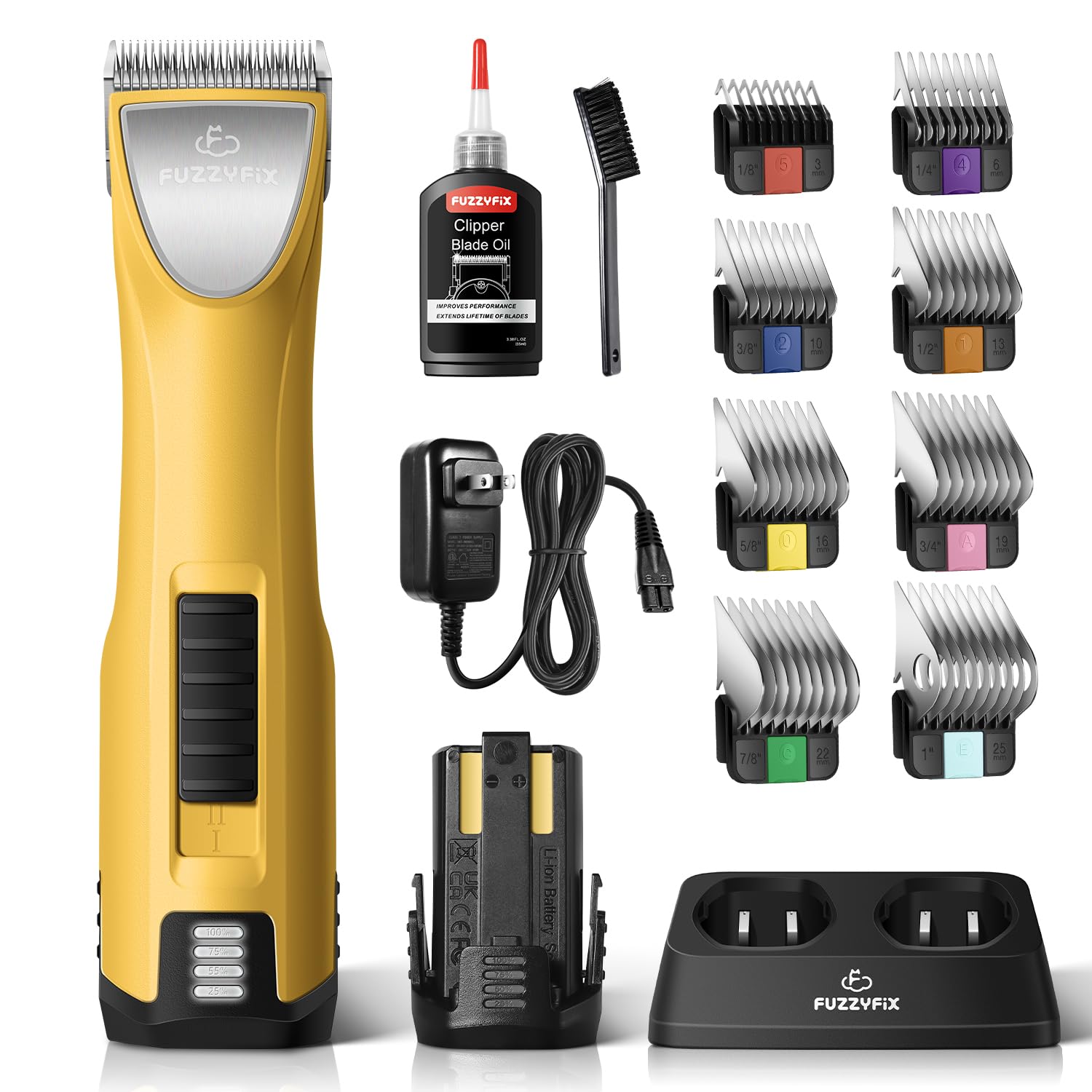 Photo 1 of FuzzyFix Professional Dog Clippers for Grooming with Charging Replacement, Low Noise Pet Grooming Kit for Thick Curly Matted Heavy Coats Cordless Hair Trimmer with 8 Metal Guide Combs for Animal Horse