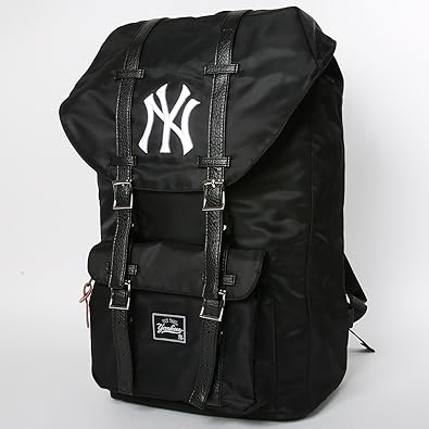 Amazon Newyork Yankees ニューヨークヤンキース リュックサック ロゴ フラップ リュック 刺繡 黒 レ ディース メンズ ユニセックス バッグ ブラック タウンリュック ビジネスリュック