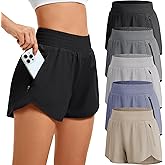 CE' CERDR Women's Athletic Workout Short High Waisted Elastic Running Shorts with Pockets for Gym Casual