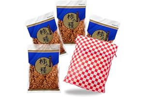 神戸のおまめさん みの屋 MINOYA Rice Crackers Japanese Kakinotane Mochi Crunch Arare Made in JAPAN (160g with peanuts x4 (with drawstring bag))