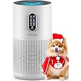 Air Purifiers for Home Large Room up to 1500 ft², MOOKA HEPA Air Purifier for Home Pets Hair in Bedroom with Aromatherapy, Air Filter Cleaner for Dorm, Pets, Office, 20dB, Night Light, B-D03, White